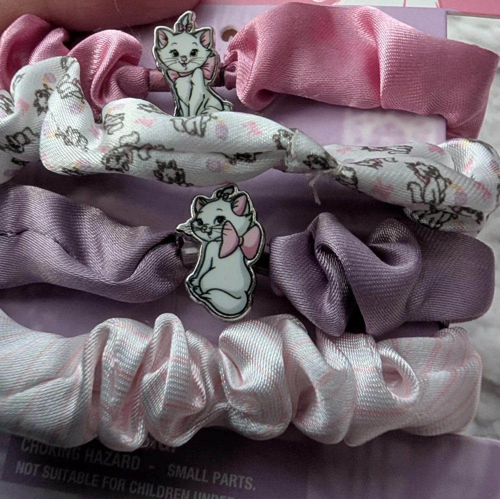 Disney The Aristocats Marie  Mini Scrunchies - Pink & Purple Set